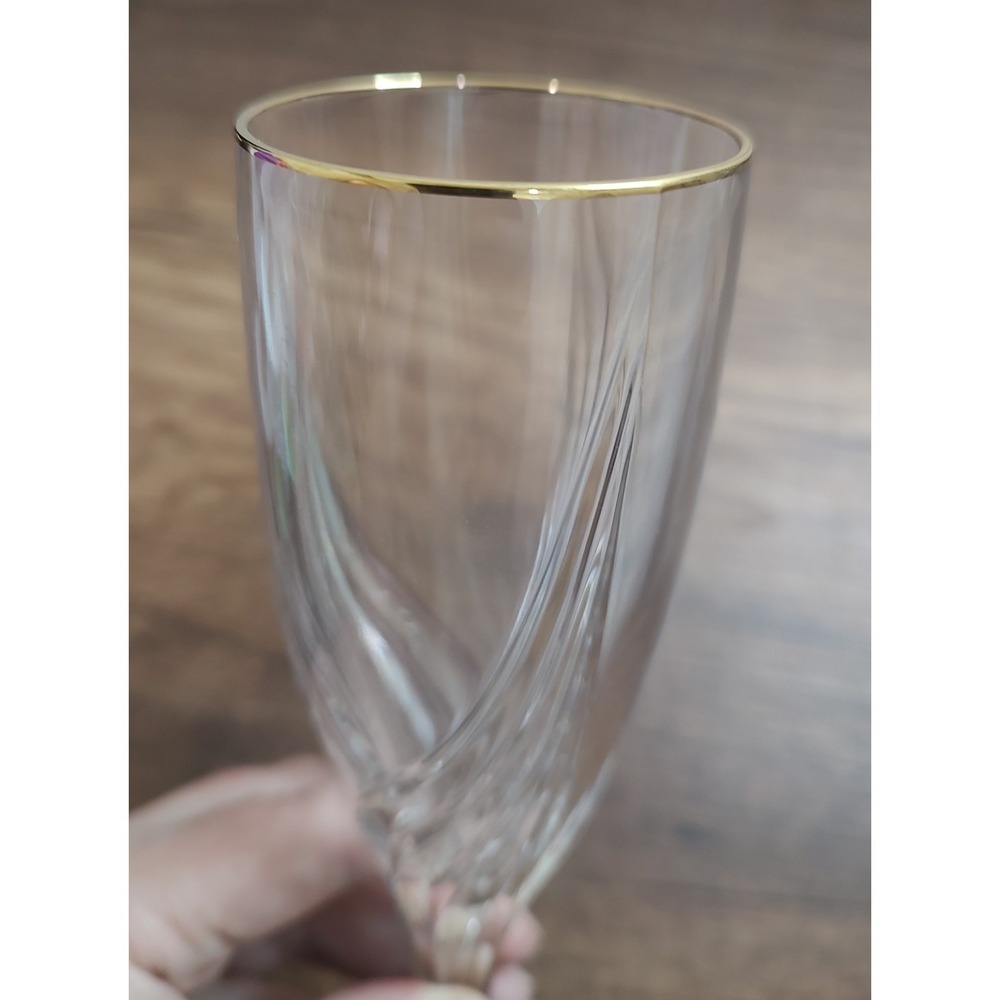 Lenox Debut Gold Trim Replacement Crystal Clear Champagne Flutes Swirl Elegant - Picture 4 of 4